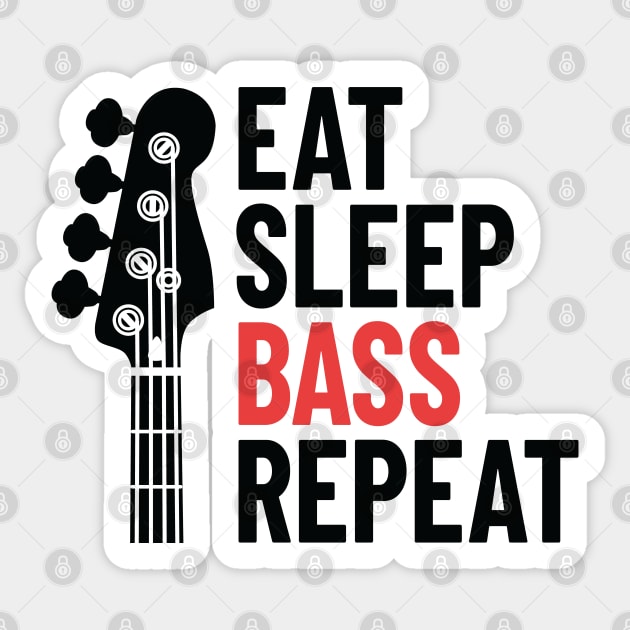 Eat Sleep Bass Repeat Bass Guitar Headstock Light Theme Sticker by nightsworthy